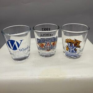 Three Vintage, Unused University Shot Glasses